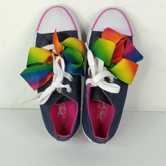 JoJo Siwa Legacee Denim Sneakers Girls Size 4 With Big Iconic Bows - Picture 3 of 8